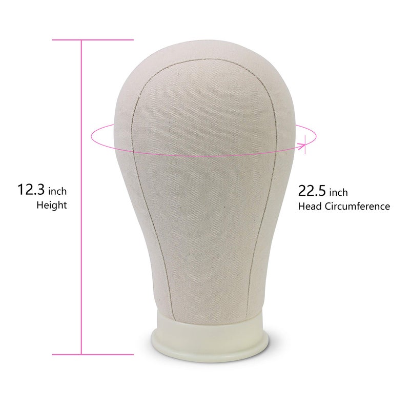 EERYA 22.5 Inch Wig Head Stand Set for Wig Making Display Styling Training Poly Canvas Block Head with Mount Hole Mannequin Manikin Head Stand( 22.5 Inch) - Image 2